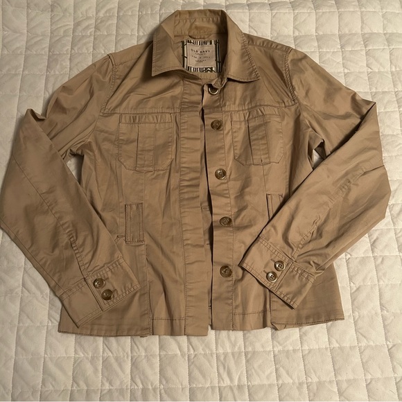 Old Navy Khaki Collared Zip-Up Jacket - Picture 1 of 4